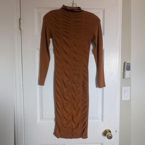 Love Always Long Sleeve Bodycon Dress Deep Gold, Size Small
